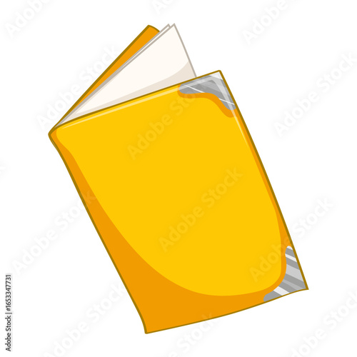 Open Book with Bright Yellow Cover: An open book with a vibrant yellow cover offers an inviting glimpse into its pages, evoking anticipation and the joy of reading. The crisp.
