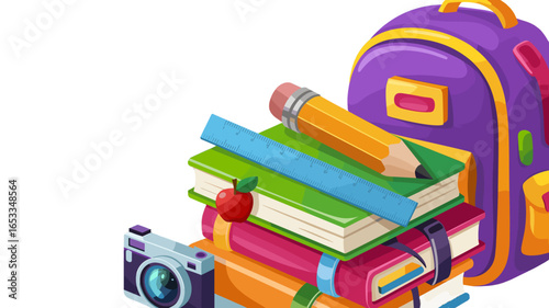 A Colorful array of school supplies for education.