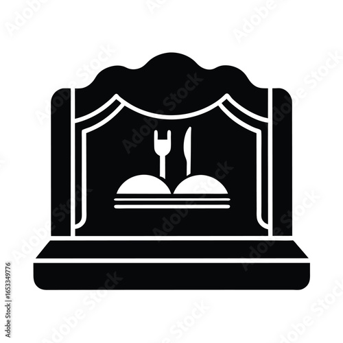 Vector art of restaurant dining symbol with fork and knife plate, isolated