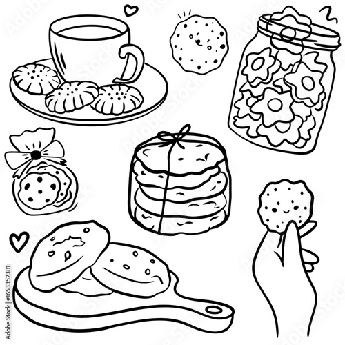 Cookies, vector, doodle illustration