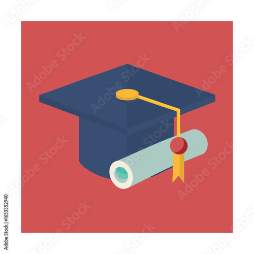 Graduation Cap And Diploma Scroll education