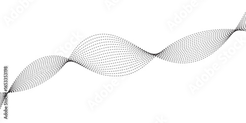 Vector illustration of DNA with abstract wavy lines and a flow pattern on a blue background
