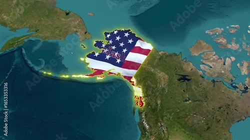 4K Animated Map of Alaska with Borders and Geography