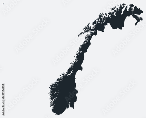 Norway map. Just a simple border map. Shape of the country. Flat blank Norway outline. Vector boundary illustration.