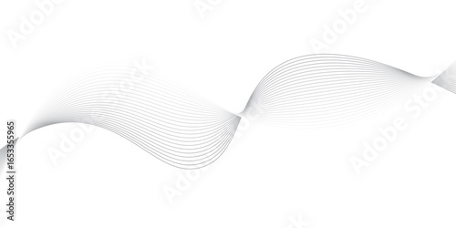 Abstract white background with a dynamic wave design featuring blue and grey lines, creating a light and modern motion pattern