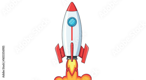Rocket ship launch cartoon vector illustration