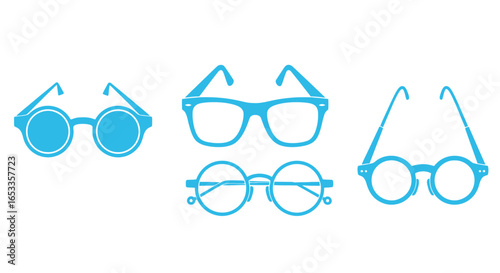 Blue glasses frames vector illustration eyewear set