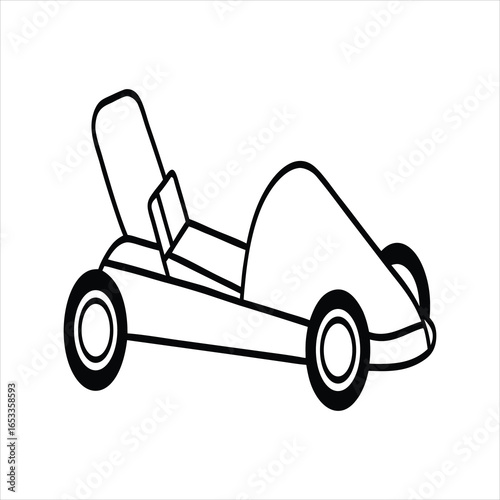 Go Cart Line Art Vector Illustration on White Background