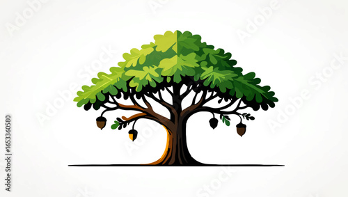Cocoa Tree with Ripe Pods on White Background

