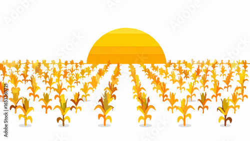 Sun Rising over Endless Field of Wheat

