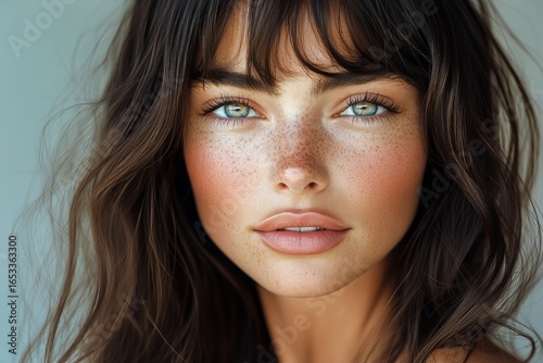 Captivating Portrait of a Young Woman With Striking Features and Natural Beauty