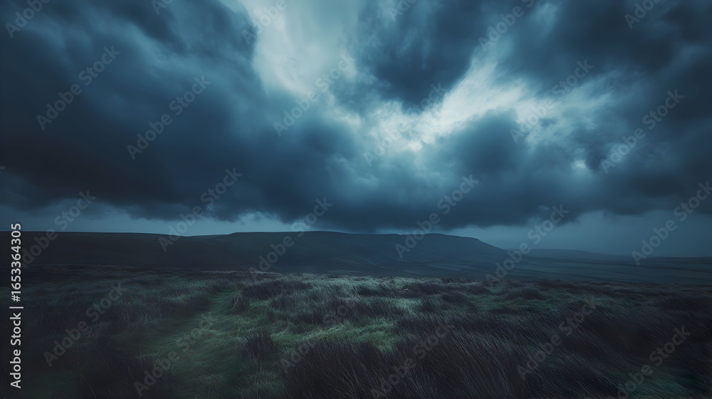 Obraz premium Dark Storm Clouds Over Landscape
