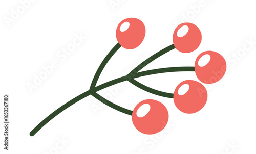 Red rowan berries Christmas twig