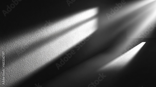 Sunlight streams through a window, casting shadows. Interior wall with texture. Use for marketing, design, and web.