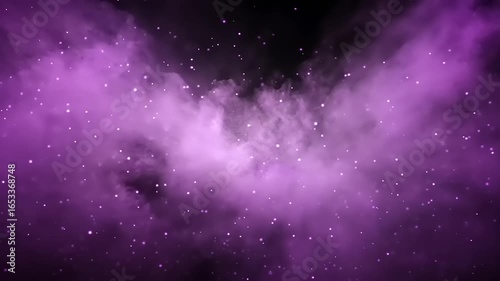 Purple Space Dust Nebula Motion Background with Twinkling Stars Particles