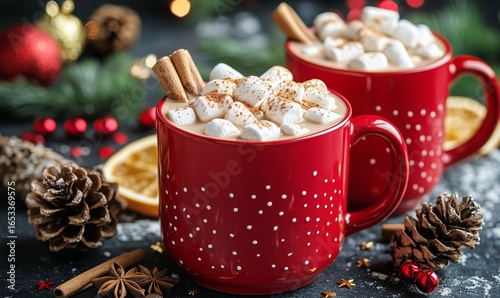 Enjoy Hot Chocolate With Marshmallows and Spices, Ideal for Cozy Winter Gathe...