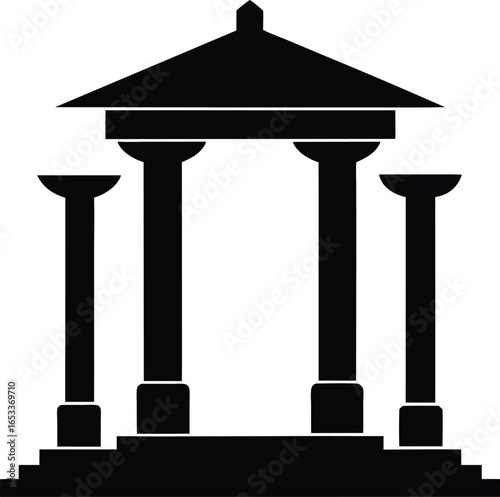 Fotografija Classical temple silhouette with columns and pediment isolated on white backgrou