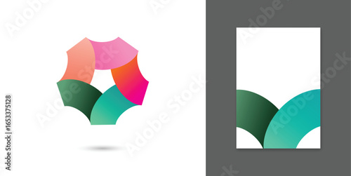 circle arrow logo circular icon, abstract people group community movement symbol, women children parent teen global social networking sign	