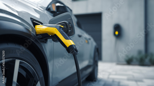 Wallpaper Mural Electric car charging at home driveway. Torontodigital.ca