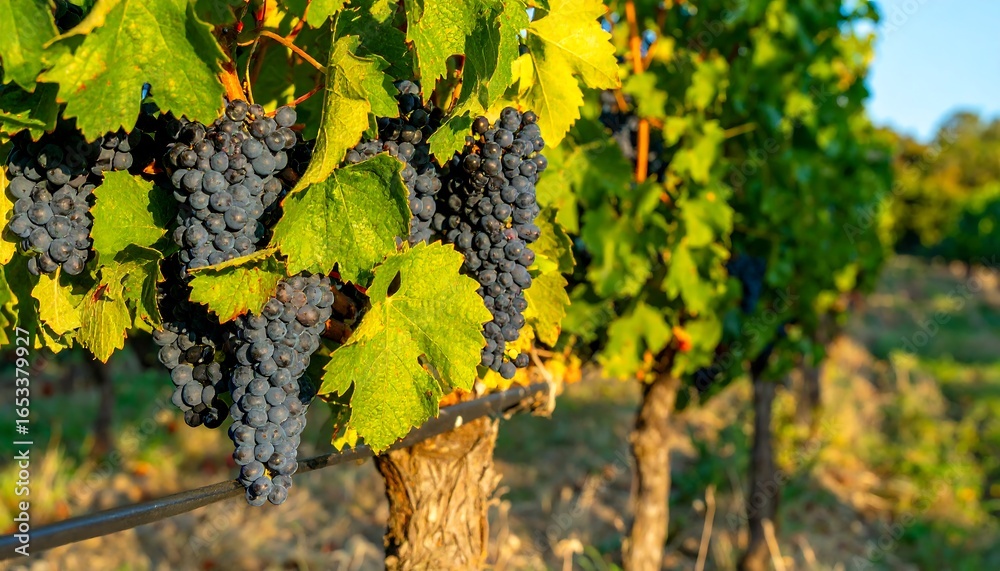 Fototapeta premium Grapes on vines in sunlight