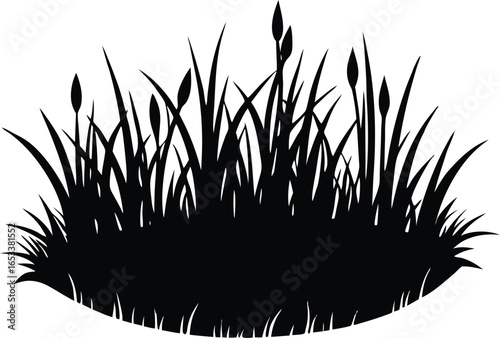 Grass And Moss Patch Silhouette | Moss Patch With Grass Vector Clipart
