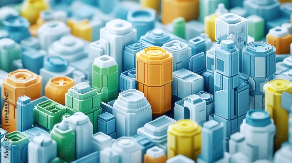 Fototapeta premium Abstract cityscape of geometric shapes