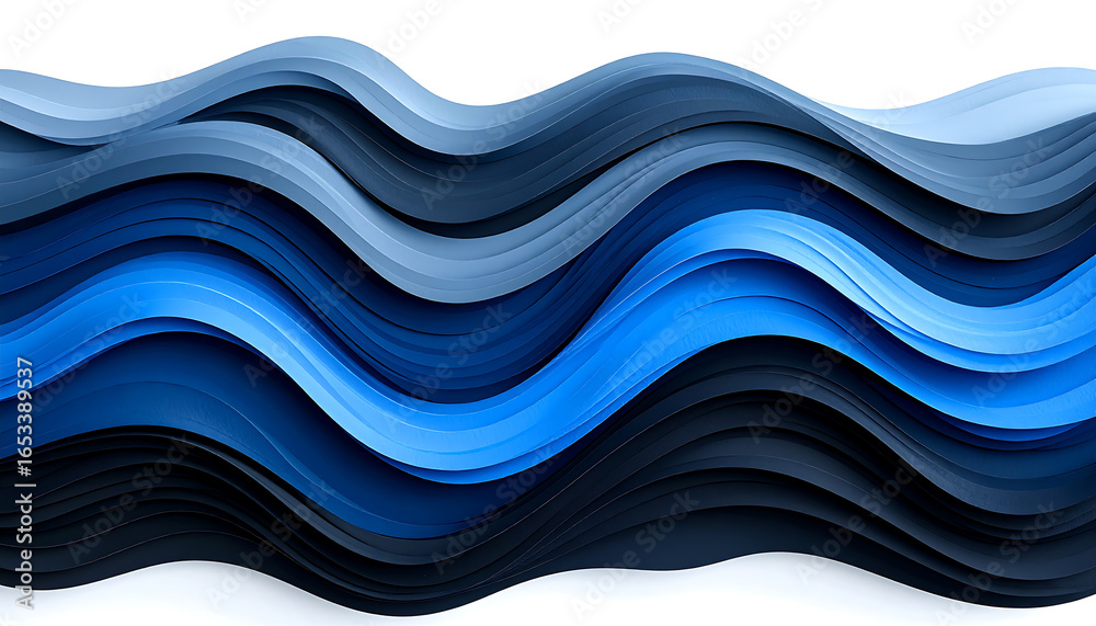 Fototapeta premium Abstract Blue and Black Layered Wave Pattern: Modern, Elegant, and Serene Design for Corporate Branding and Technology Presentations.