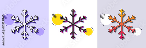 Snow weather forecast line icon. Halftone dotted pattern. Gradient icon with grain shadow. Winter snowflake sign. Air conditioning symbol. Line snowflake icon. Various designs. Vector