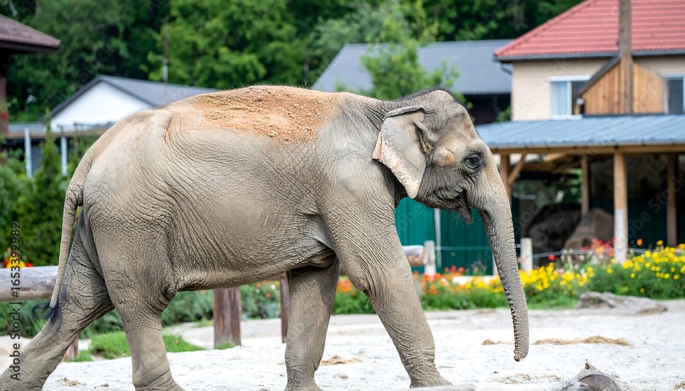 Fototapeta premium Asian elephant in enclosure