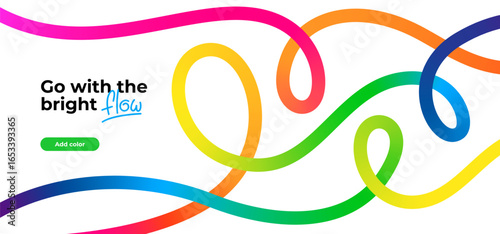 Abstract Color Lines Pattern. Vector Rainbow Gradient Ribbons. Wave Shape Flow Lines on White Background.