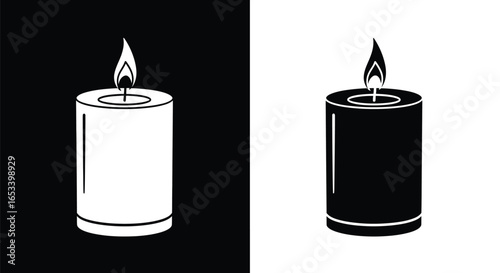 Burning Candle Icon - Simple Flame Design