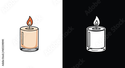 Burning Candle Icon - Simple Flame Design