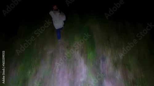Fugitive Running from Drone Chase at Night