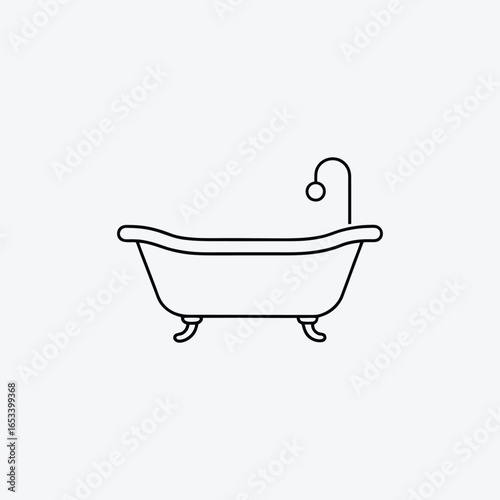 Vintage Bathtub Outline Icon antique
