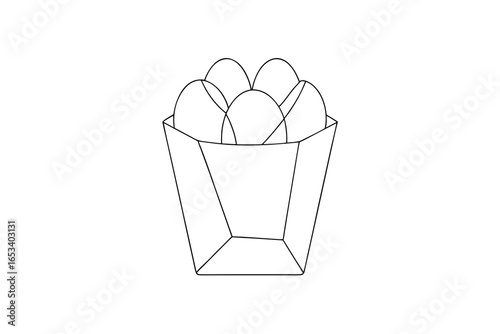 Minimalist single line drawing a box chicken nuggets Continous line food fast