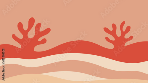 Abstract Coral Reef Landscape with Wavy Sand Dunes in Warm Tones underwater ocean transparency background