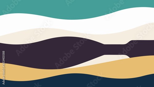 Abstract Landscape with Wavy Color Blocks and Horizon Lines waves transparency background
