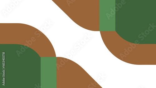 Abstract Organic Shapes in Brown and Green on transparency background White background