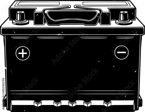 Car Battery Vector Outline Black SVG Clipart
