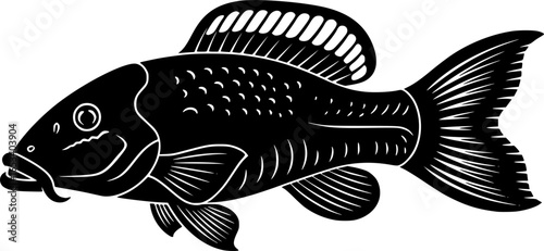 Pleco Fish Black SVG Vector Outline
