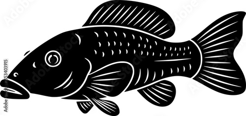 Pleco Fish Black SVG Vector Outline
