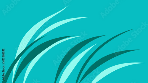 Abstract Teal Grass or Reeds with Light and Dark Tones blades plant transparency background