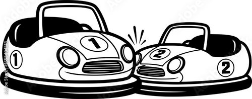 Bumper Car Outline Vector, Amusement Ride Vector, Bumper Cars Clipart
