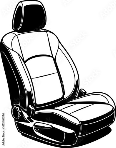 Car Seat Vector Illustration - Outline Drawing
