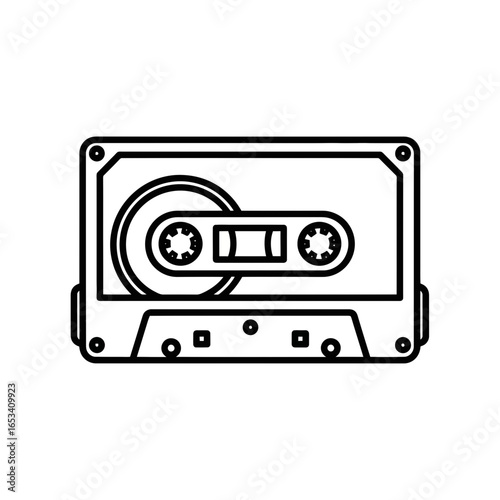 Vintage cassette tape illustration in black and white  
