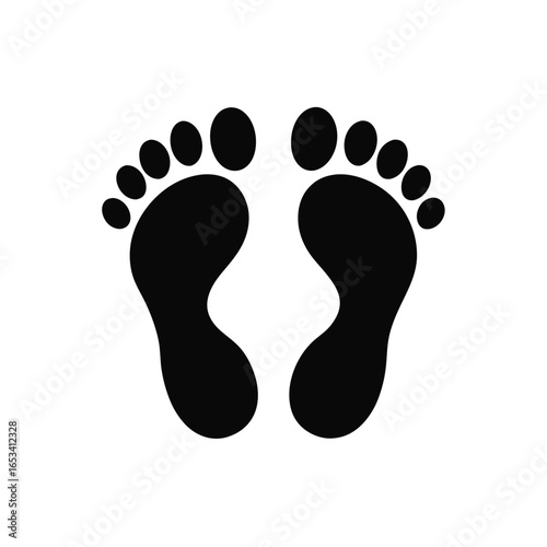 Human footprints vector icon. black silhouette footprint pair icon graphic  Step walking symbol. Foot shape trace. 