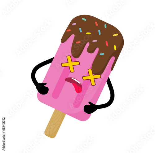 Cute Hand Drawn Passed Out Popsicle Fainted