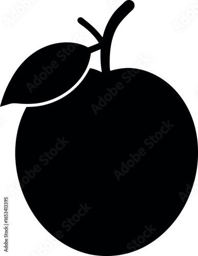 Sapodilla Fruit Silhouette with Stylized Leaf
