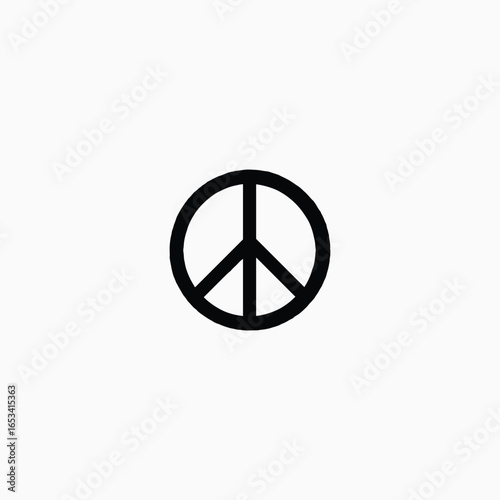 Black Peace Symbol Icon sign circle