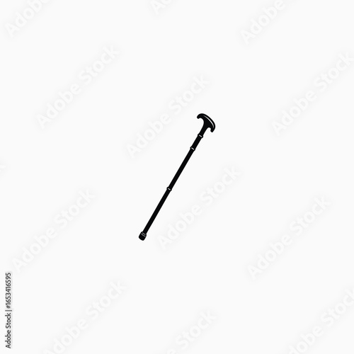 Black silhouette of a walking cane mobility aid support